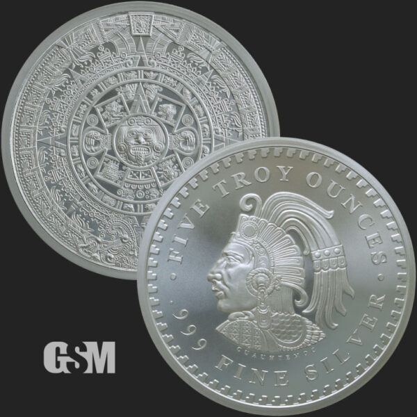 5 oz Aztec Calendar Silver Mynt - Bild 4