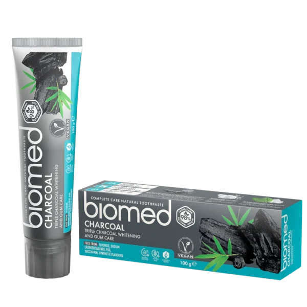 BIOMED Сharcoal 98 % naturlig tandkräm för vitare tänder 100 g - Bild 2